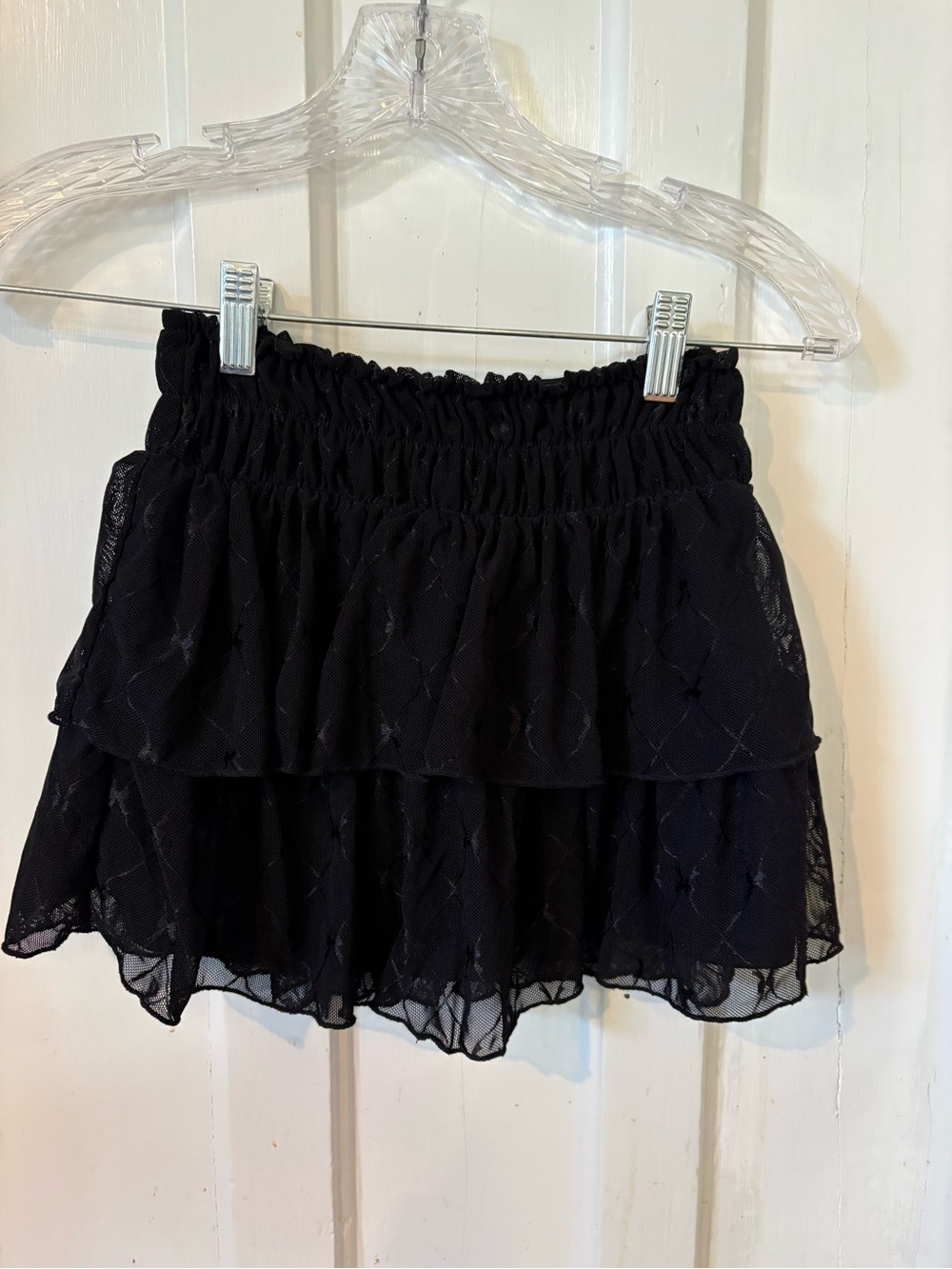 Girls Black Tiered Ruffle Skirt with Elastic Waist